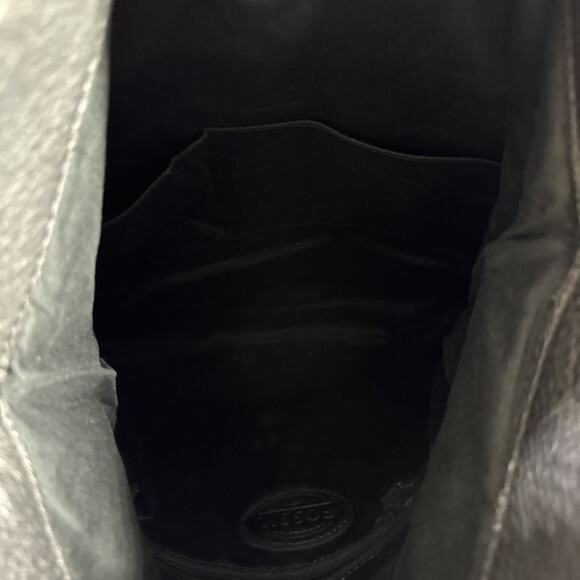 Vintage Fossil Folder Over Black Leather Purse Brass Shoulder Bag - Picture 5 of 7